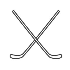 Linear icon of a hockey stick. Vector-style illustration in black and white.