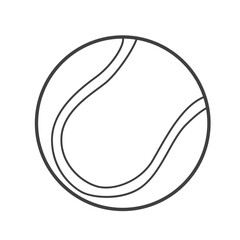 Linear icon of a tennis ball. Vector-style illustration in black and white.