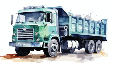 Watercolor Truck Cilp Art 2d flat cartoon vactor il