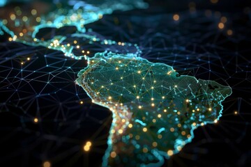 Digital map of south america network created with generative ai