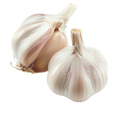 Aromatic seasoning featuring two garlic cloves for cooking set against a transparent background