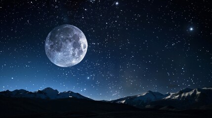 Naklejka na ściany i meble moon and stars at night generative ai