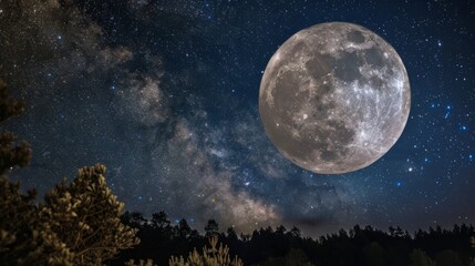 Fototapeta na wymiar moon and stars at night generative ai