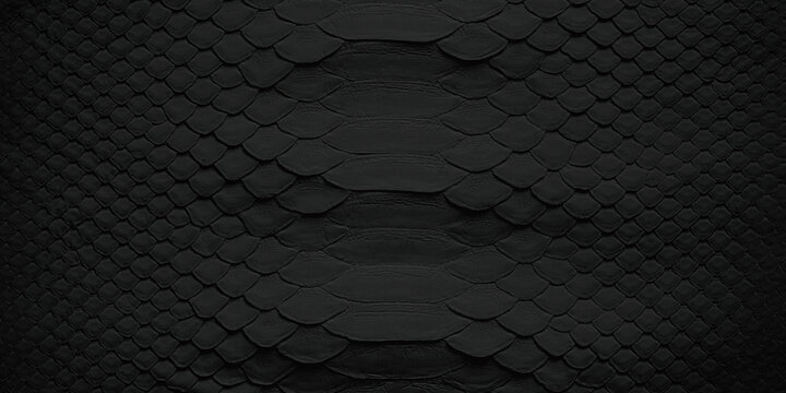 black snake skin background, natural reptile leather texture.