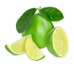 Fresh ripe lime isolated on white. Citrus fruit