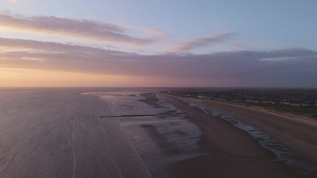 View over Crosby beach during beautiful sunset