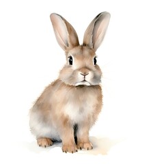 Rabbit isolated on white background. Watercolor illustration for your design