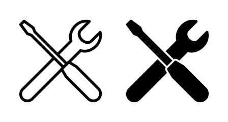 Repair icon vector isolated on white background. Wrench and screwdriver icon. settings vector icon. Maintenance. tools