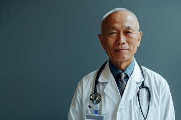 Assian doctor posing on a dark background