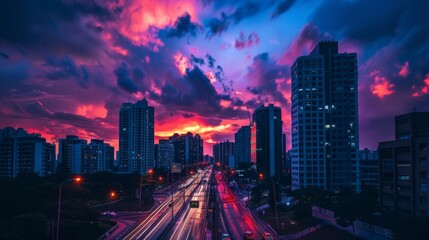 cityscapes at sunset. generative ai