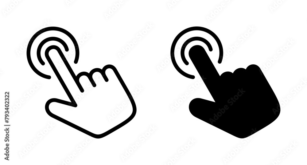 Poster hand cursor icon vector isolated on white background. hand click icon. finger pointer vector