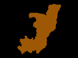 A sketching style of the map Republic of the Congo. An abstract image for a geographical design template. Image isolated on black background.