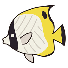 Fototapeta premium かわいいチョウチョウウオのベクターイラスト。魚、アイコン、海、水族館