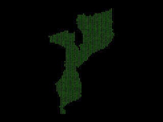 A sketching style of the map Mozambique. An abstract image for a geographical design template. Image isolated on black background.