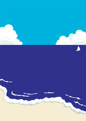 空と海の入道雲のある風景ベクターイラスト