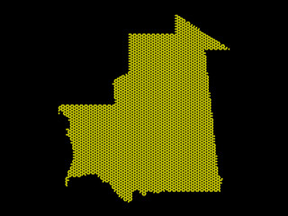 A sketching style of the map Mauritania. An abstract image for a geographical design template. Image isolated on black background.