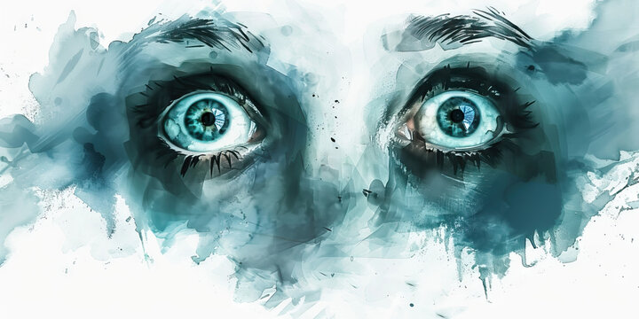 Existential Dread: The Abyss and Searching Eyes - Picture someone staring into an abyss with searching eyes, illustrating existential dread