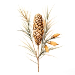 Hand drawn watercolor illustration of pine cone. Isolated on white background.