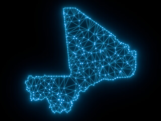 A sketching style of the map Mali. An abstract image for a geographical design template. Image isolated on black background.