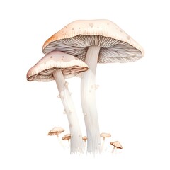 watercolor illustration of mushrooms on a white background. Isolated image
