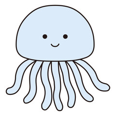 かわいいクラゲのベクターイラスト。アイコン、海、水族館