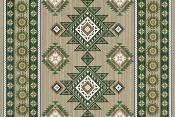 Navajo tribal vector seamless pattern. Native American ornament. Ethnic South Western decor style. Ikat Boho geometric ornament. Vector seamless pattern. Mexican blanket, rug. Woven carpet illustratio