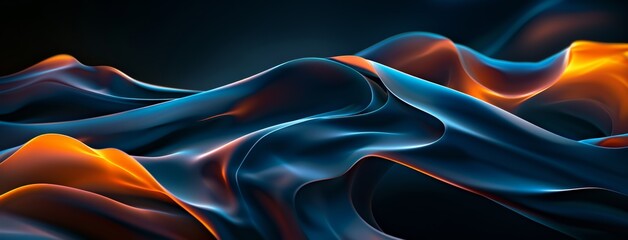 Fototapeta premium Abstract Waves in Vibrant Color Gradient from Purple to Orange - Fluid Art for Creative and Modern Design Backgrounds