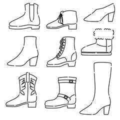 ブーツ　セット　線画
