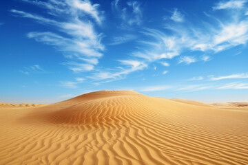 Desert landscape, sand hills and blue sky with arid travel copy space wallpaper trip