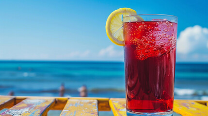 Refreshing juice with sea view