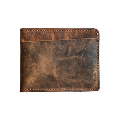 A leather wallet against a transparent background set on transparent background