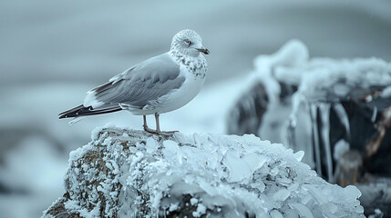 seagull on snow