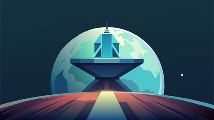 With Earth A as the backdrop Spacecraft X connects seamlessly to the docking station. Its tingedge design and glowing neon lights give off a