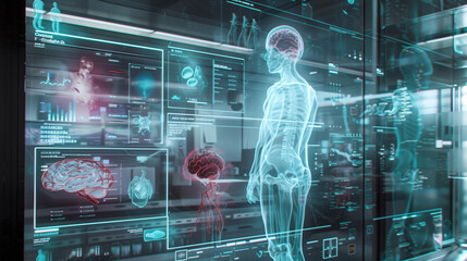 A woman's skeleton is displayed on a computer screen