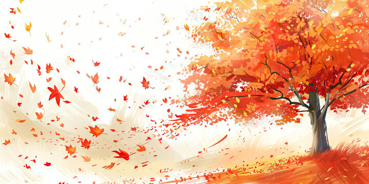 Melancholy: The Autumn Leaves and Gentle Breeze - Picture autumn leaves falling from a tree in a gentle breeze, illustrating the bittersweet feeling of melancholy