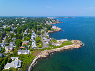 Preston Beach aerial view in summer between town of Marblehead and Swampscott in Massachusetts MA,...