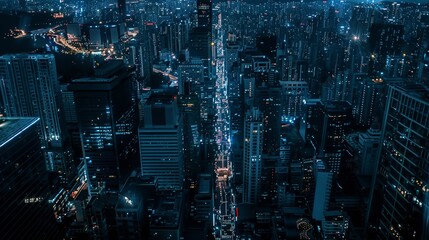 Naklejka premium aerial view background. night city metropolis