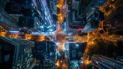 aerial view background. night city metropolis - obrazy, fototapety, plakaty