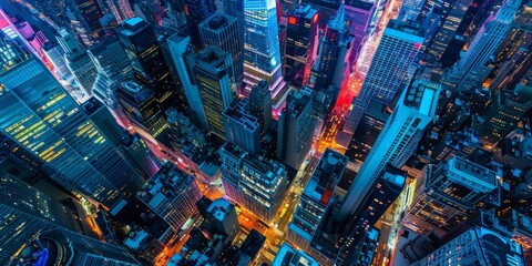 Fototapeta na wymiar aerial view background. night city metropolis