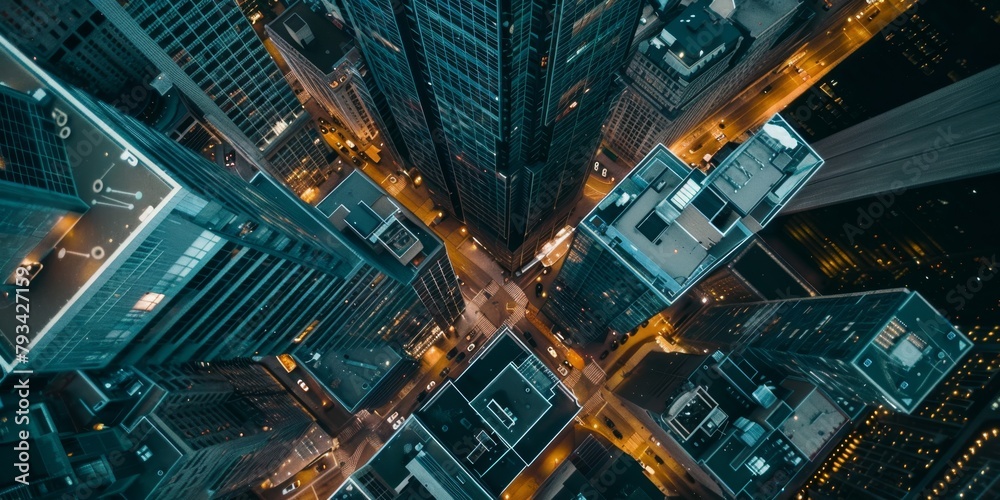 Canvas Prints aerial view background. night city metropolis