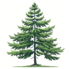 Detailed illustration of a single green pine tree, perfect for environmental graphics.