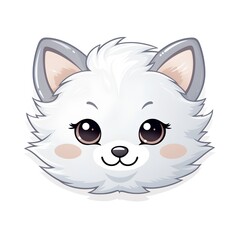 Cute kawaii cat face. Vector illustration on white background.