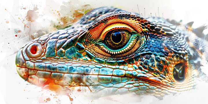 Mystery: The Unblinking Eyes and Enigmatic Presence - Visualize a lizard with unblinking eyes and an enigmatic presence, illustrating the concept of mystery.
