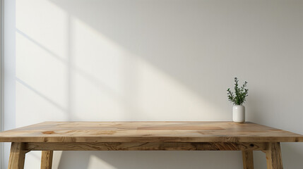 シンプルなテーブルと植物のナチュラルデザイン
