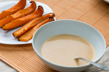 Cream of pumpkin soup.