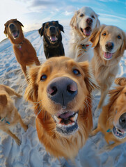 group of dogs on the beach
Playful Dogs Captured from GoPro Selfie Perspective