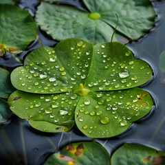 Four leaf clover with water droplets on it