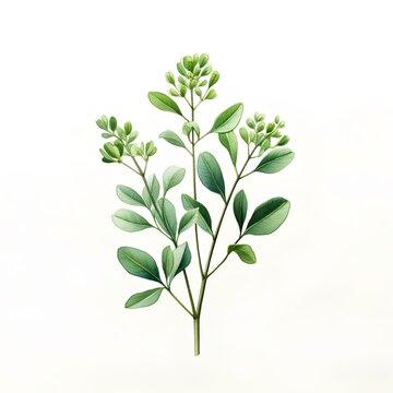 Moringa oleifera leaves on white background. Vector illustration.