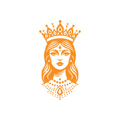 Orange adn White Illustration of Head Princess