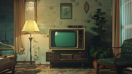 Classic Living Space: Lofi Background, Vintage TV, Cozy Room, Retro Ambiance